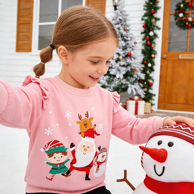 RETSUGO Toddler Baby Girls Sweatshirts Casual Pullover Crewneck Winter Long - Image 3