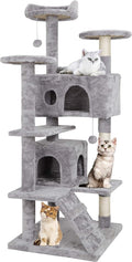 ZENY 54 inches Cat Tree with Sisal-Covered Scratching Posts and 2 Plush Rooms by ZENY