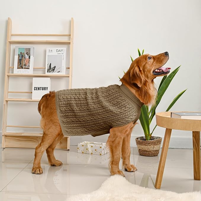 2 Pack Dog Sweaters for Large Dogs Winter Turtleneck Pullover Cable Knit Fleece - Image 7