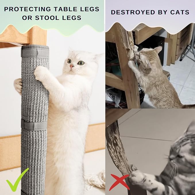 JanYoo 2 Pieces Cat Scratcher Cat Furniture Table Leg Protectors Sisal Cat - Image 5