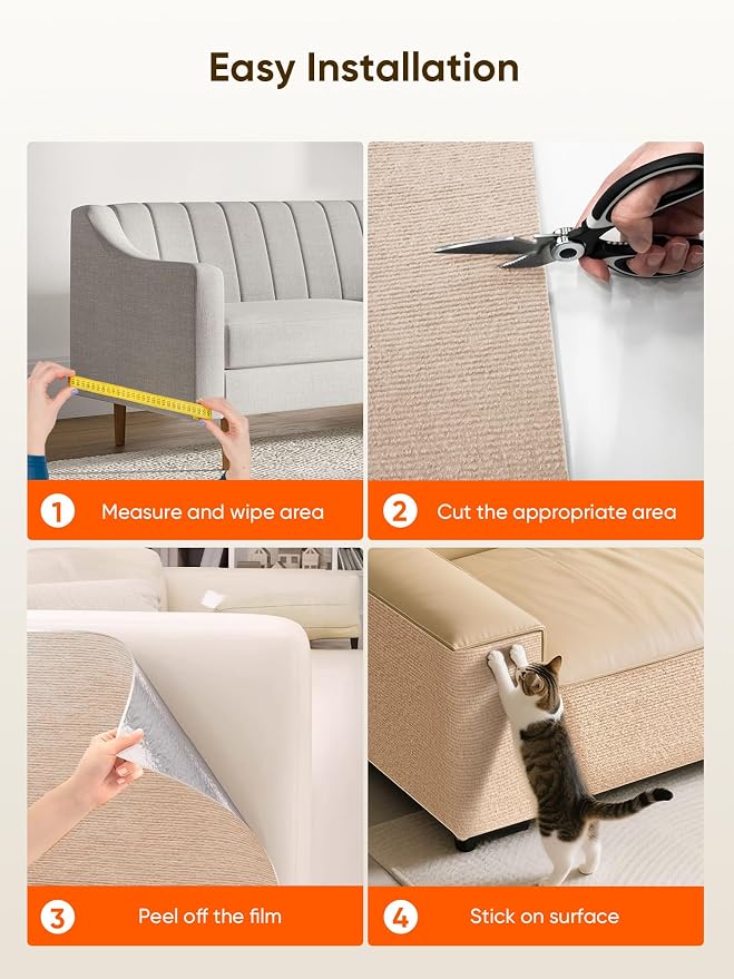 Cat Scratch Mat Furniture Protector, Eco-Friendly DIY Trimmable Self-Adhesive - Image 7