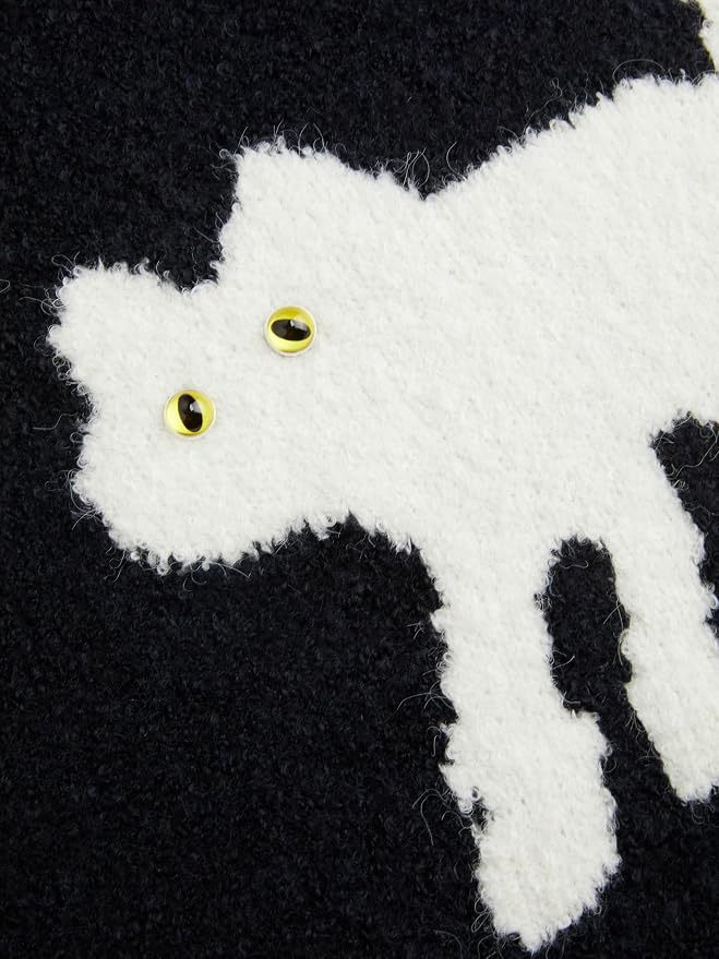 CIDER Women’s Cat Sweater Long Sleeve Crew Neck Fun Graphic Cute Patterned - Image 3