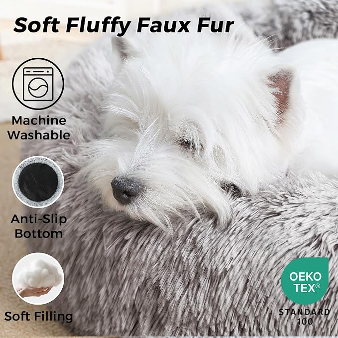 Calming Dog Bed & Cat Bed with Anti-Slip Bottom, Medium Size Washable - Image 3