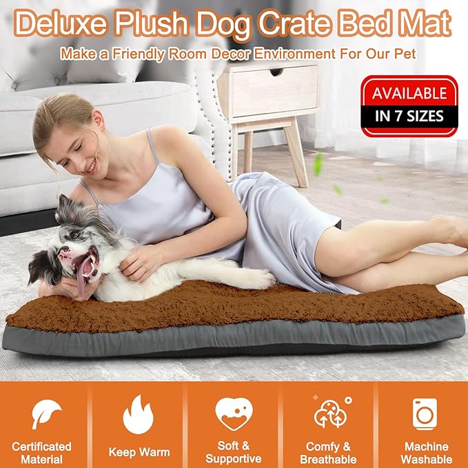 POCBLUE Washable Dog Beds for Crate, Small Plush Pet Mat for Cages, Anti-Slip - Image 2