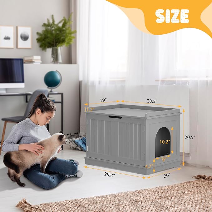 Zeny Cat Litter Box Enclosure Cabinet, Hidden Litter Box Furniture, Modern - Image 6
