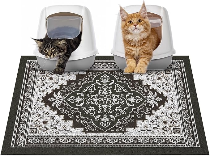Glittme Cat Litter Mat with Non-Slip Bottom Litter Box Mat 33"X22" Litter by Glittme