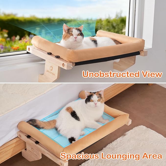 Solid Wood Cat Window Perch for Large Breeds – 40lbs Heavy Duty Cat Window - Image 6