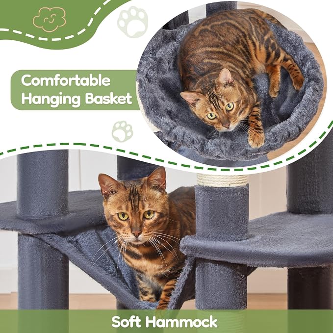 Taoqimiao MS042G Cat Tree, 66-inch Large Cat Tower - Image 4