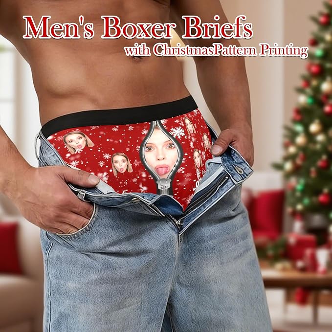 M YESCUSTOM Custom Faces Funny Short Briefs Gift - Image 3