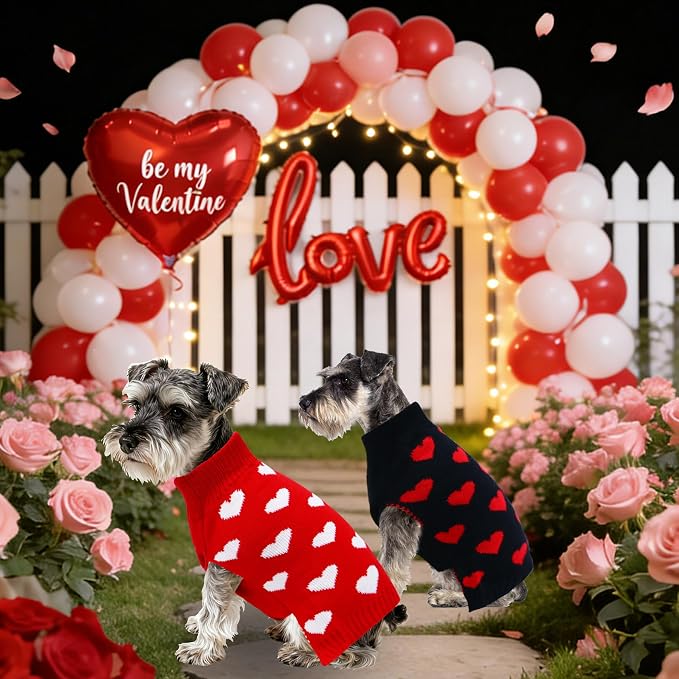 2 Pack Valentines Dog Sweater, Knit Pet Small Dog Sweater Holiday Valentine’s - Image 2