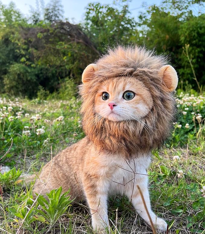 Lion Mane Wig for Cat, Funny Pet Cat & Puppy Costumes for Halloween & Christmas - Image 6