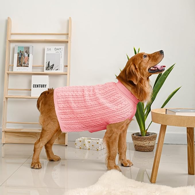 2 Pack Dog Sweaters for Large Dogs Winter Turtleneck Pullover Cable Knit Fleece - Image 6