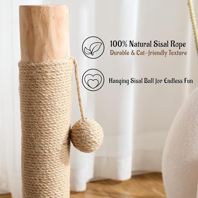 29" Tall Cat Scratching Post for Indoor Cats Adults, Extra-Stable & Natural - Image 2
