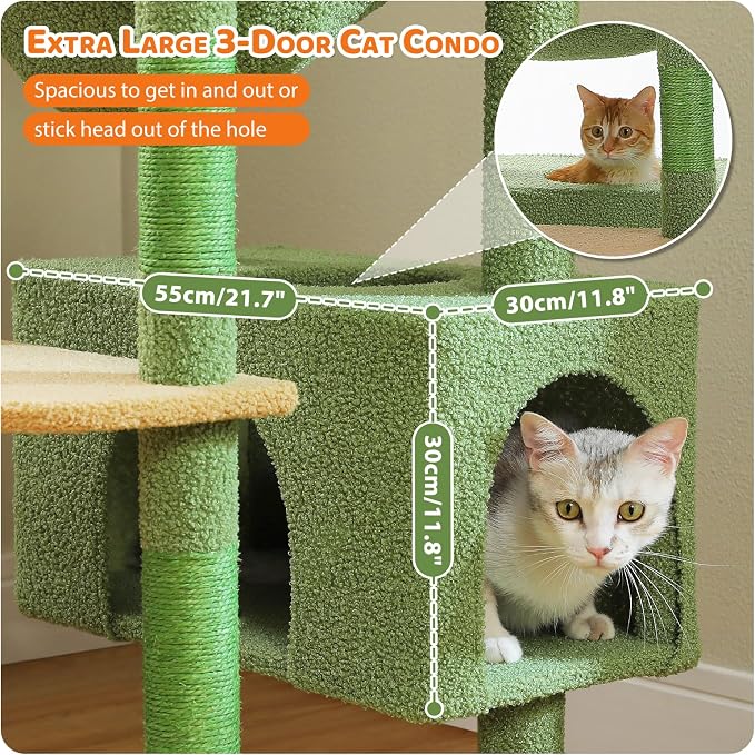 PAWZ Road Heavy Duty Cat Tree for Large Cats, 81 Inches Cactus Tall Cat Tower - Image 3