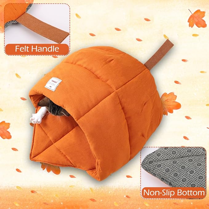 Cat Sleeping Bag, Cozy Cat Bed Cave Leaf Nest, Linen Fabric Pet Cuddle Zone - Image 3