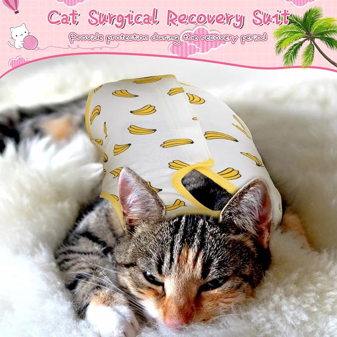 Nuanchu 3 Pieces Cat Recovery Suit Kitten Recovery Suit E-Collar Alternative - Image 7
