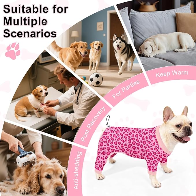 Bienbee Dog Pajamas, 4 Pack Dog Recovery Suit Shedding Suit Cute Soft Puppy - Image 7