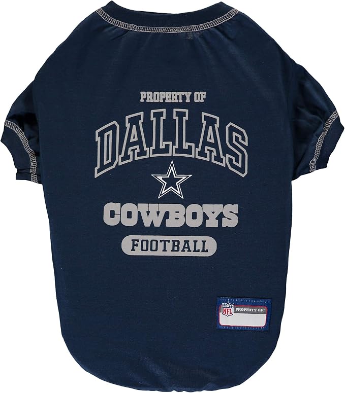 NFL Dallas Cowboys Dog T-Shirt for Pets, Size Small. Officially Licensed Pet by PETSFIRST