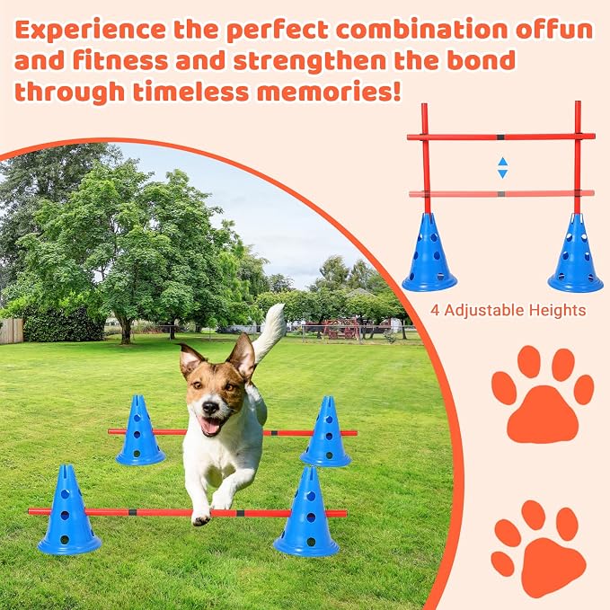 PlayfulPals Dog Agile Hurdle Cone Set- 12 Cones & 6 Adjustable Hurdles - Image 5