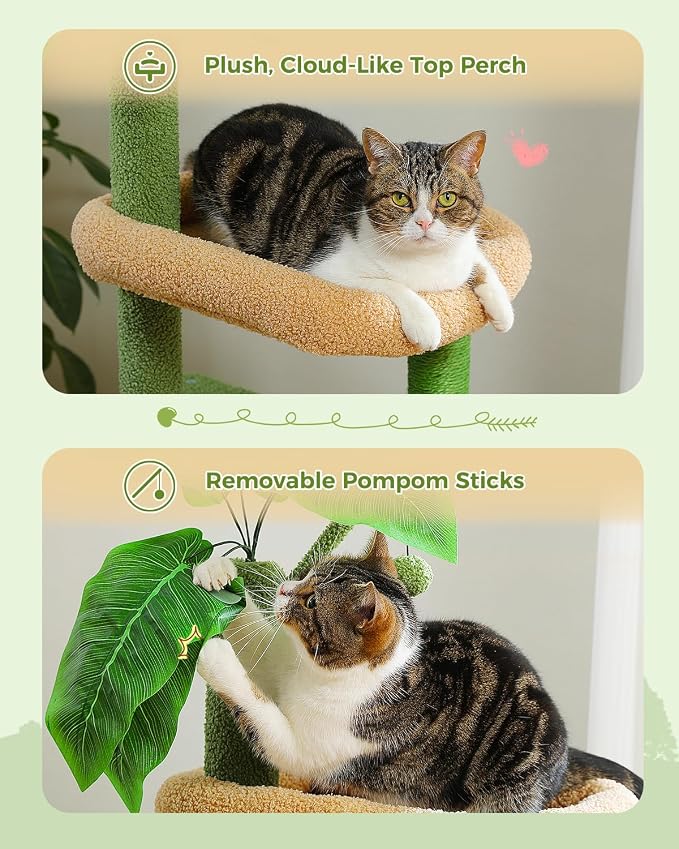 53-Inch Green Cat Tree with 2 Condos - Image 6