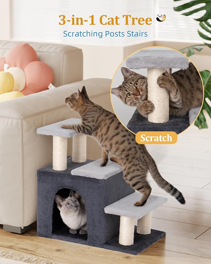 3-in-1 Pet Stairs for Cats, Dog Steps for Small Doggie Rabbits, 6.29''Depth Cat - Image 2