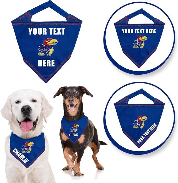 Pets First NCAA Kansas Jayhawks Personalized Tie Around Bandana - Image 4