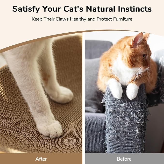 FUKUMARU Cat Scratcher Cardboard Lounge Bed, 2-in-1 Cat Scratch Pad, Oval Cats - Image 7