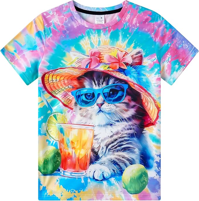 Funnycokid Girls Shirts Cat T Shirt Size 5-12 Clothes by Funnycokid