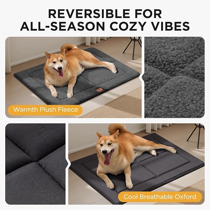 Joydeco Low Profile Dog Crate Mat Reversible Bed Pad, Washable Dog Pad Mat - Image 3