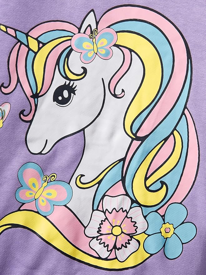 Little Girls Unicorn Outfits 2 Piece Kids Ruffle Sleeve Sweatshirt + Leggings - Image 3