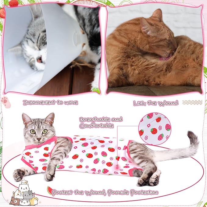 Nuanchu 3 Pieces Cat Recovery Suit Kitten Recovery Suit E-Collar Alternative - Image 6