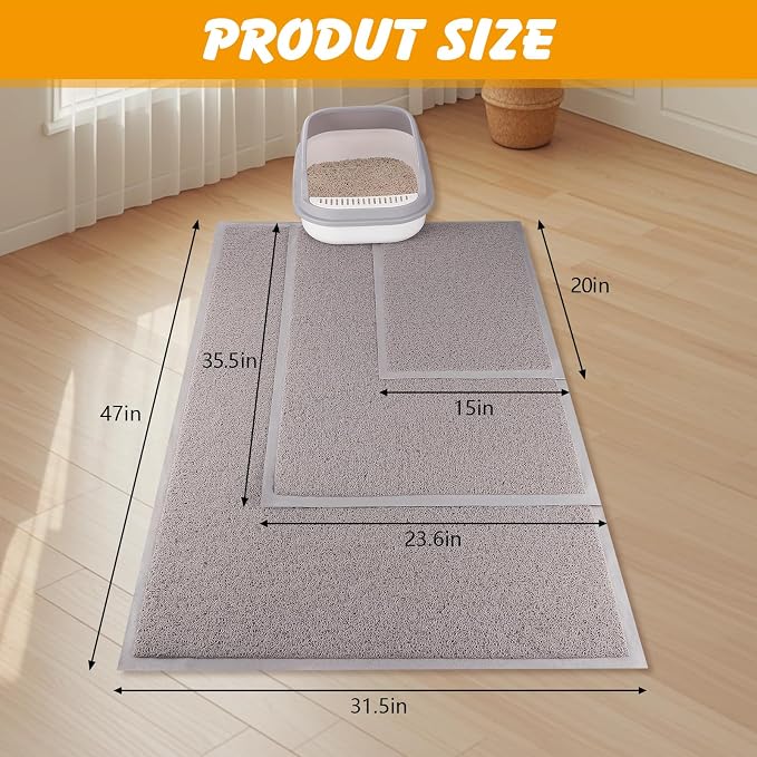 Cat Litter Mat, 47x31.5 in Litters Box Mat Waterproof Non-Slip Easy to Clean - Image 3