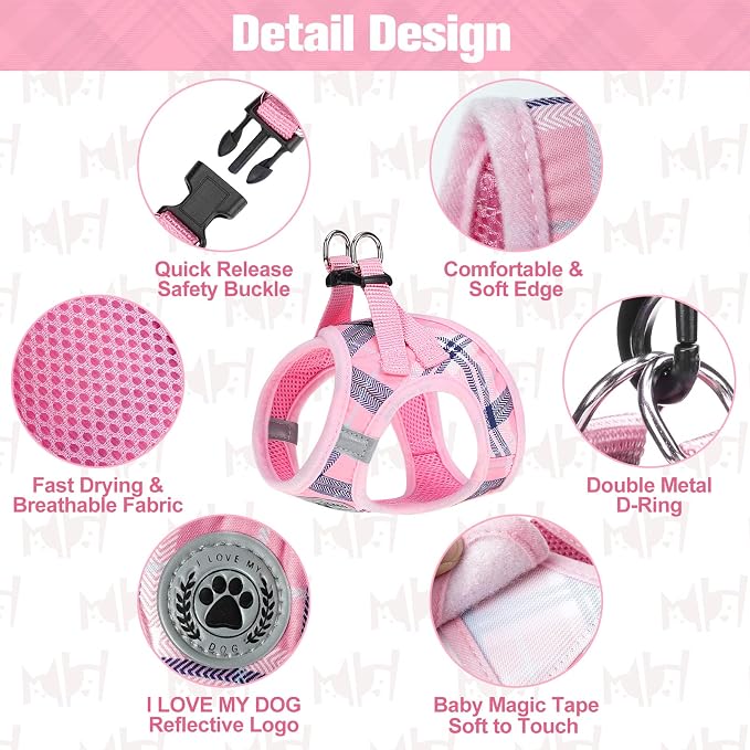 BEAUTYZOO Small Dog Harness and Leash Set, Step in No Choke No Pull Soft Mesh - Image 3