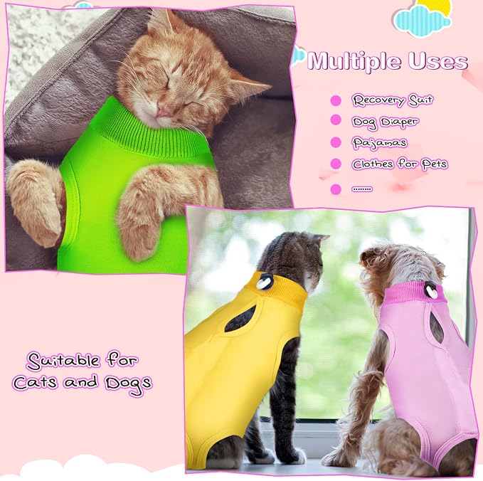 Nuanchu 3 Pieces Cat Recovery Suit Kitten Recovery Suit E-Collar Alternative - Image 2