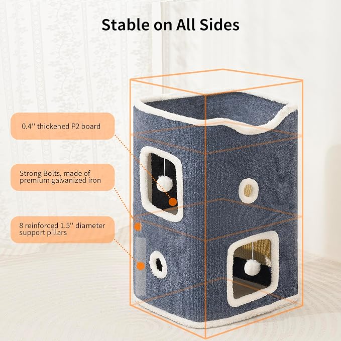 Cat House, Cat Beds for Indoor Cats, 2-Story Cat Condo Cube - Image 4