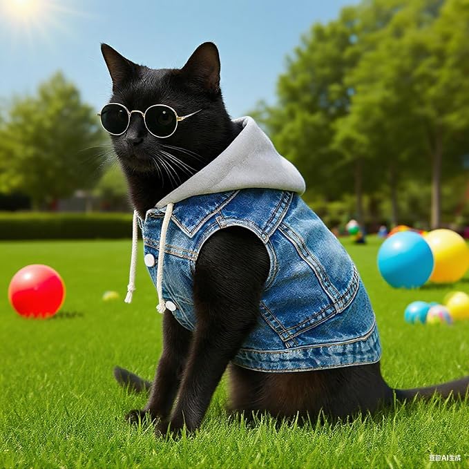 Cool Dog Jean Jacket Vest with D-Ring Blue Denim Dogs Hoodies Outfits - Image 5
