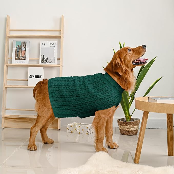 2 Pack Dog Sweaters for Large Dogs Winter Turtleneck Pullover Cable Knit Fleece - Image 6