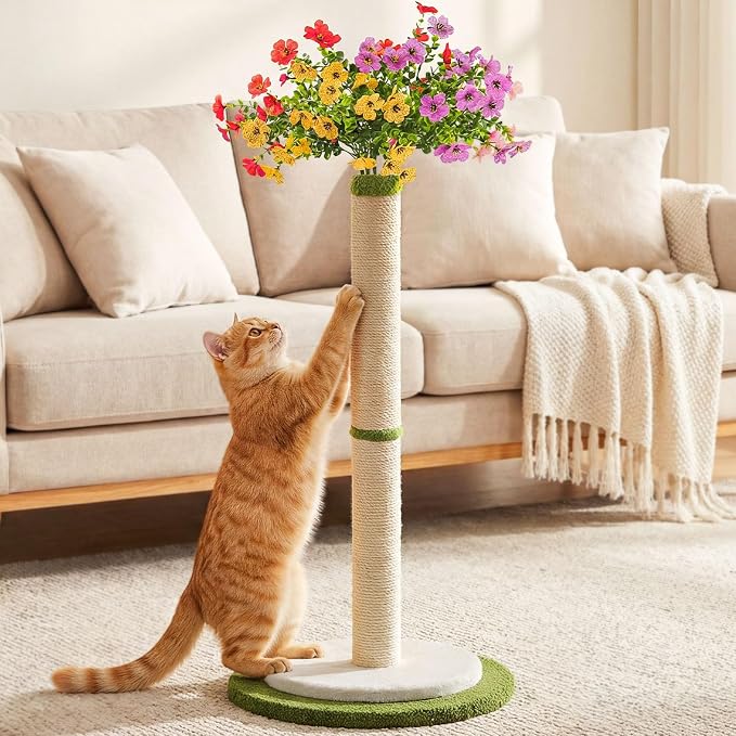 CWV 45" Tall Cat Scratching Post, Cute Violet Flower Cat Scratcher by Unknown