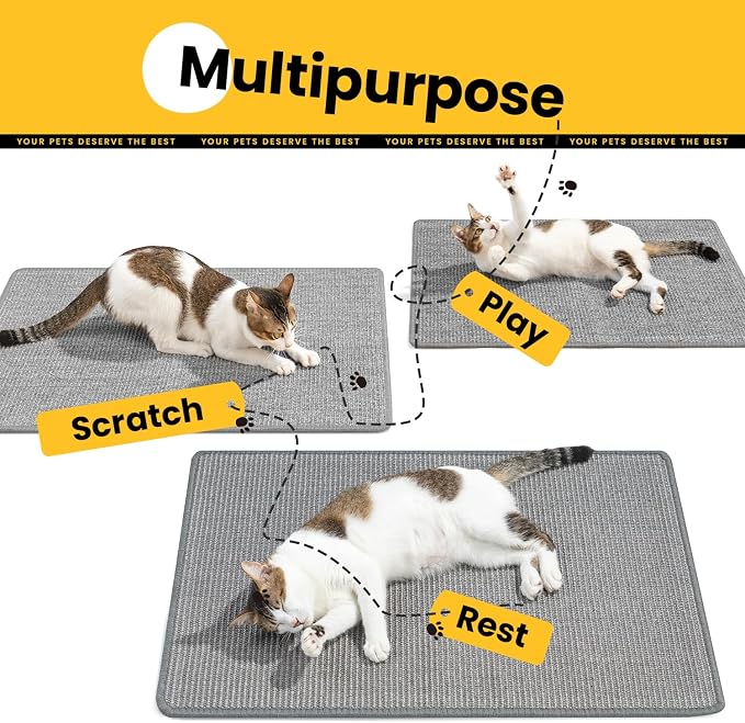 Extra Large Cat Scratcher Mat, Natural Sisal Cat Scratching Pad - Image 4