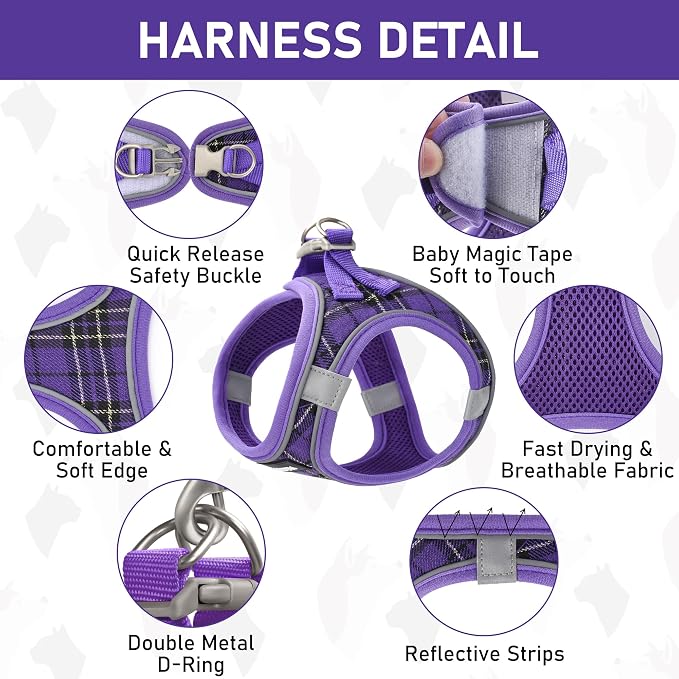 GAMUDA Small Dog Harness Collar and Leash Set, Step in No Chock No Pull Soft - Image 2