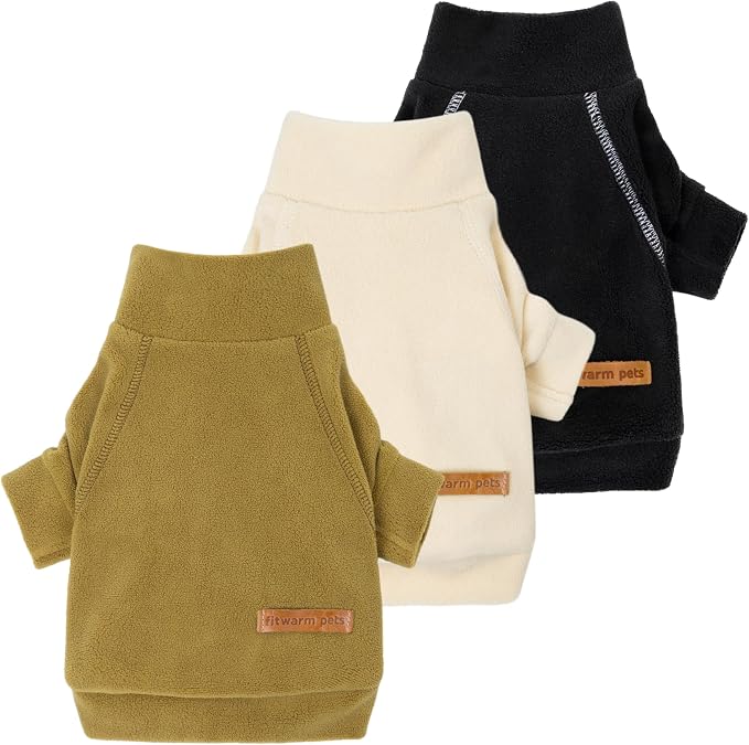 Fitwarm 3 Pack Classic Fleece Dog Sweater, Winter Clothes by Fitwarm