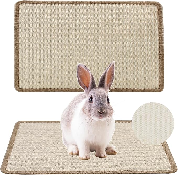 Large Rabbit Scratching Pad, 23.6 x15.7 Inch Natural Sisal Scratch Mat by MUYG
