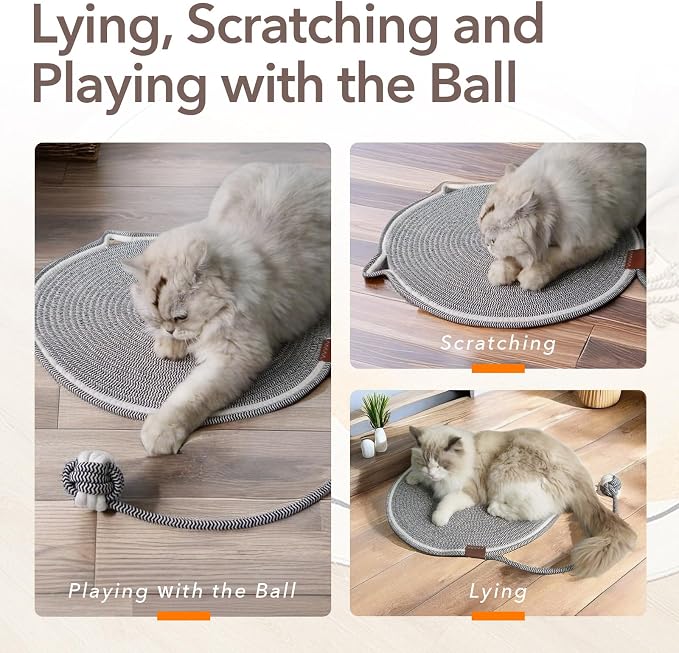 Cat Toy Scratcher Mat with Ball, Portable Furniture Protector - Image 3