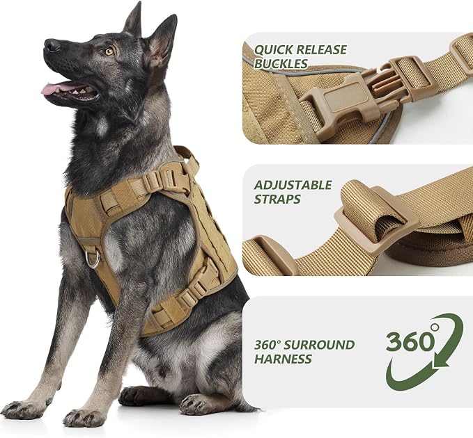 WINGOIN Tactical Dog Harness for Medium Dogs, Heavy Duty No Pull Dog Harness - Image 2
