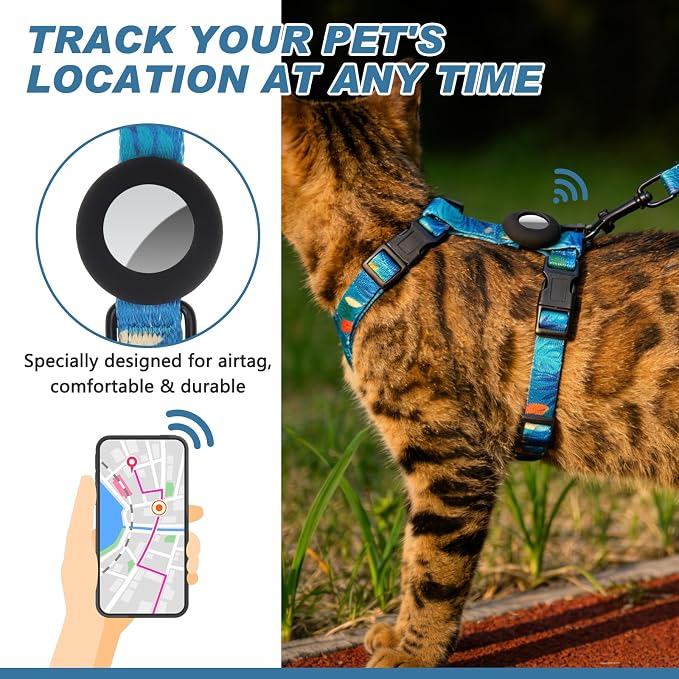 Cat Harness and Leash Set with Airtag Holder - Image 2