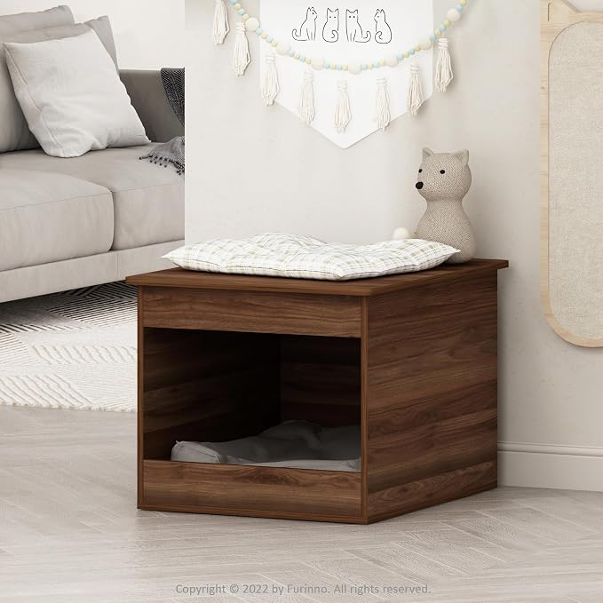 Furinno Peli Top Opening Litter Box Enclosure, Columbia Walnut - Image 2