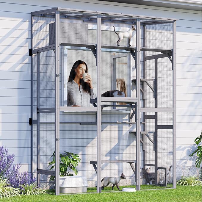 Cat Catio, Large Catio Outdoor Cat Enclosure, Window Enclosure by TIMHAKA