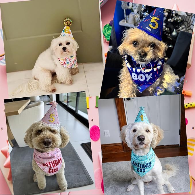 Dog Birthday Bandana Set, It's My Birthday Dog Scarfs, Pet HBD Party Decor - Image 6