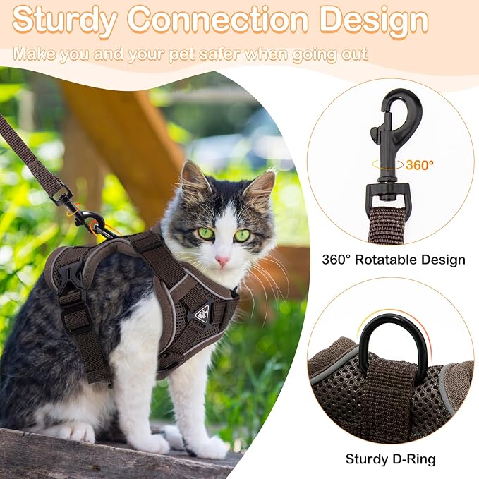 Cat Harness and Leash for Walking Soft Cat Harness Escape Proof, Adjustable - Image 3