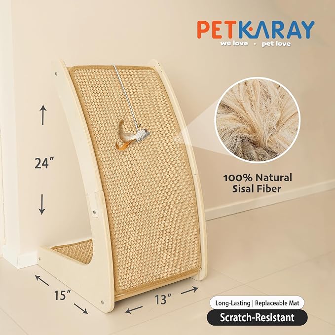 PETKARAY Cat Scratcher, Sisal Cat Scratch Pad, Curved Scratching Board - Image 2